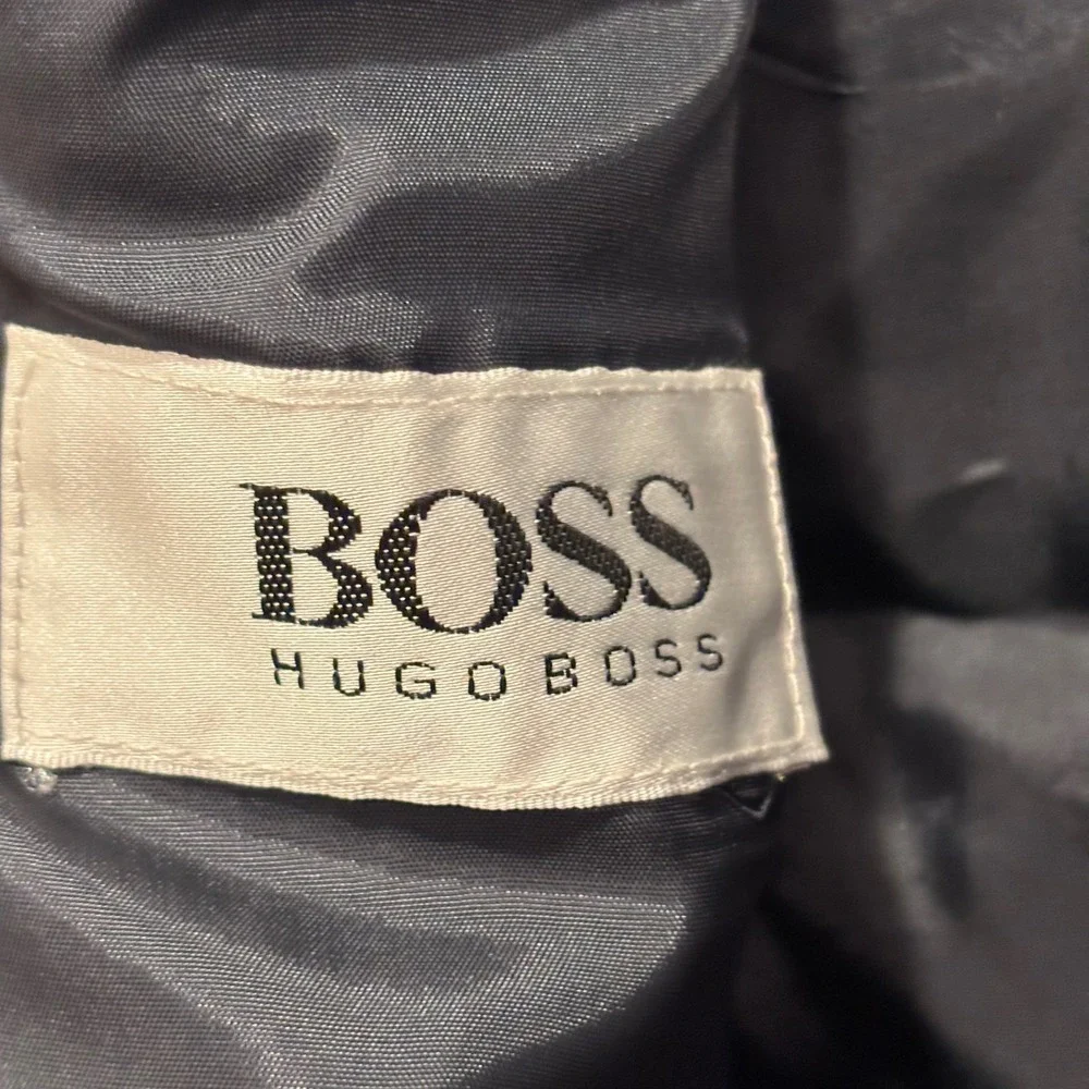 Vintage Hugo Boss Pinstripe Blazer Navy Blue Pure Wool Made in Western Germany
